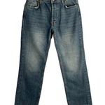 Free People Jeans Womens Size 24 Blue Mid Rise Medium Wash Raw Hem Straight Leg Photo 0