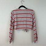 Lovers + Friends  Striped I Think I Love You Tie Front Cropped Top Size Medium Photo 6