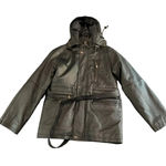 Women’s belted genuine black leather jacket Size Medium Black Photo 0