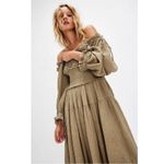 Free People Bohemian Witchy Gypsy Midi Maxi Gauze Dress Olive Large Renaissance Photo 3