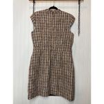 Ann Taylor Brown Tweed Mock Neck Metallic Shimmer Sheath Office Dress Size 14 Photo 3