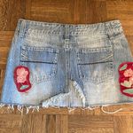 Denim embellished distressed mini skirt Blue Size M Photo 6