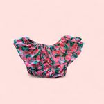 Sugar Lips  Pink and Orange Off-Shoulder Ruffled Cropped Blouse Photo 1