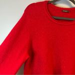 J. McLaughlin Sweater Red Wool Blend Knit w/ Cuff Ties Crew Neck Sz L GUC Photo 3