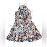 Parker  Women's Halter Neck Sleeveless Blouson Silk Floral Mini Dress Size Small‎ Photo 1