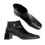 Ecco Vintage  Black Leather Square‎ Toe Ankle Boots Booties Size 7 Photo 0