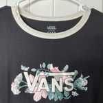 Vans NWOT women’s junior’s black white floral cropped casual tshirt top large Photo 1