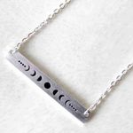 Boutique NEW Moon Phase Necklace, White Gold Plated Photo 0