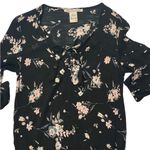 American Rag Black Floral Sweetheart Blouse Photo 3