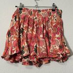 Free People NEW Ellie PInk Floral Print Mini Skort Smocked Medium Oversized Boho Photo 3
