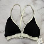 Jessica Simpson Ribbed Cross Back Bikini Top Size D L Black Ivory New Triangle Photo 1
