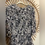 🦋 Tyler Boe Wpmens Butterfly Print Silk Ruffle Midi Dress Wedding Guest Boho Black Size 6 Photo 7