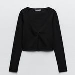 ZARA NWT  BLACK RIBBED ONE BUTTON CLOSURE CARDIGAN BLOGGERS FAV LARGE Photo 5