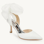 Badgley Mischka Blaze White Satin Bow Stilettos Size 9.5 NIB Bridal Wedding Photo 0