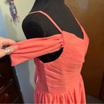NWOT peach off shoulder prom dress spaghetti strap lace up back size L Pink Size L Photo 3