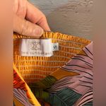 Orange and Blue Tropical Puff Sleeve Ruffled Crop Top summer beach resortwear Photo 1