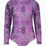 Rusty  Swim One Piece Long Sleeve Surf Suit Size L NEW Purple Floral Photo 0