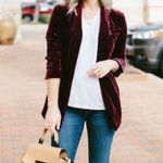 Modcloth Maroon Velvet Executive Blazer Photo 8
