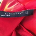 ZARA Red Sateen Short Sleeve High Low Hem Dress Size S Photo 4