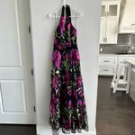 Dress the Population  Halter Maxi Embroidered Floral Neck Tie Dress Photo 2