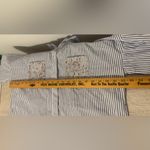 VILAGALLO Telma Blue Shirt Striped Button Up Mesh Sparkle Detail Size 40 US MED Photo 2