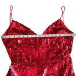 Mac Duggal NEW Sequin Embellished V Neck Sleeveless High Slit Gown Red Pink 8 Photo 10