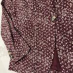 Free People  Maggie Floral Linen Blazer Jacket Women’s 6 Burgundy Boho Corpcore Photo 4
