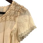 BCBGMAXAZRIA Runway Dress Beige Embroidered Short Sleeves Drop Waist Romantic S Photo 1