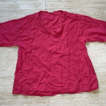 Bryn Walker Women's  100% Linen Bell Sleeve Pullover Top Made In USA‎ Pink Large Photo 0