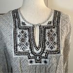 Lucky Brand  Size S Cream Black Lilah Mirror Embroidered Top Gypsy Indie Boho Photo 5