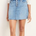 Old Navy NWT Mini Skirt Womens 12 Medium Wash Denim High Rise Frayed Hem Casual Photo 0