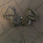 SheIn Tie Front Runched Puff Sleeve Crop Top Photo 4