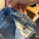 American Eagle  Distressed Blue Patchwork Mom Straight Leg Jeans Photo 4