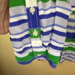 Gap ‎ Medium Striped Long Sleeve Shirt Button Up Top Green Blue White Preppy Photo 2