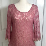 BKE Pink Flutter Sleeve Asymmetrical Blouse Photo 0