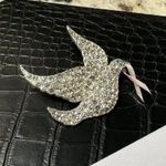 Dove Rhinestone  Bird Silver Tone Brooch Pin Signed Signed Paloma Blanca Mikaella Photo 0