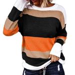 KNIT SWEATER ORANGE COLORBLOCK FLIRTY AND FUN Size M Photo 0