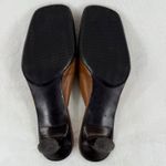 Enzo Angiolini Brown Leather Mules Heels Buckle Detail Square Toe Size 8.5M Photo 10