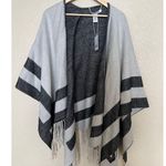 Walter Baker NEW Reversible Poncho Fringe Cozy Fall Versatile Transitional Gray Photo 1