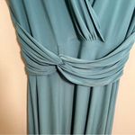 Evan Picone Cap Sleeve Surplice Neck Dress Teal Blue Green Photo 3