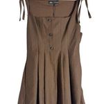 ZARA Brown Houndstooth Check Square Neck Pleated A-Line Mini Dress Small Photo 0