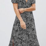 Free People  Looking For Love Black White Midi Dress Size 4 Boho Festival Photo 0