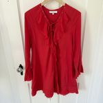 IRO Florine Tie Up Bell Sleeve Boho Ruffle Mini Dress Poppy Red Size 38 / US 6 Photo 2