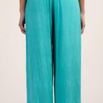 Trina Turk Cascais Wave Split Leg Pants Size XL in Aqua Neon Lime Green Photo 10