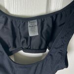 Montce Black Scoop Neck Rib Ky Cut Out Tortoise Ring Ruched Back One Photo 11