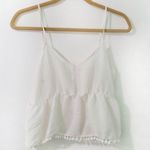 Nella Fantasia White Tank Top M Fringe Pompom Trim Size M Photo 0