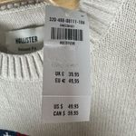 Hollister NEW Beige American Flag Size Medium Relaxed Fit Boxy Crew Sweater Photo 5