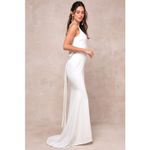 Lulus NWT  Loving Fate White Bow Square Neck Backless Maxi Dress Wedding Size 1X Photo 4
