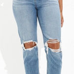 American Eagle Mom Jean Comfort Stretch Waistband Ripped Knees Denim High Rise 4 Photo 0