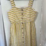 Rachel Zoe Yellow Striped 100% Linen Midi Shirt Dress Size 8 Photo 2